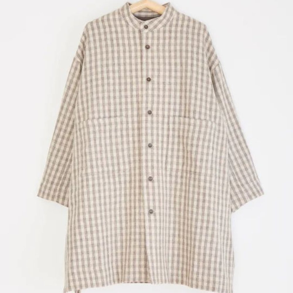 Ichi Antiquities Gingham Check Jacket in Beige - one size